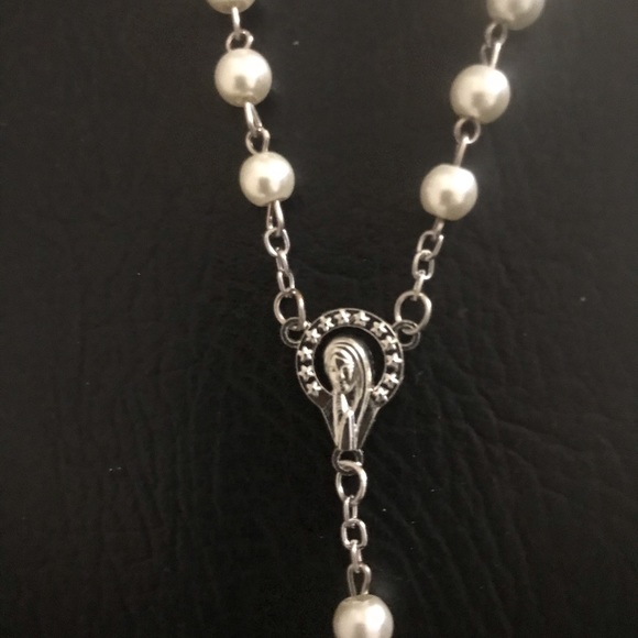 Pearl Rosary Silver NEW - Picture 5 of 7